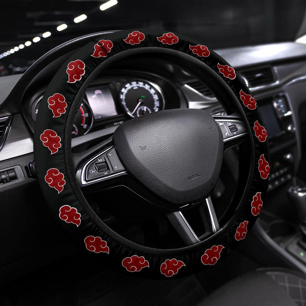 Elevating Comfort and Style Car Interior Design and Maintenance 7 Akatsuki Cloud Anime Steering Wheel Cover