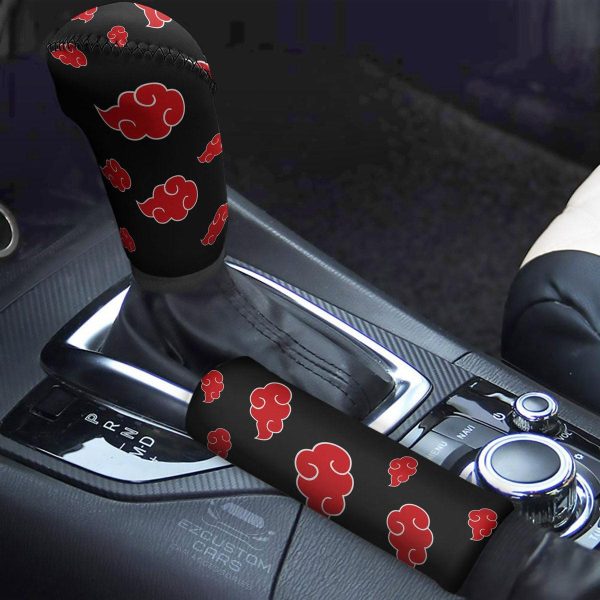 Akatsuki Pattern Shift Knobs Car Covers Set Custom Naruto Anime Car Accessories
