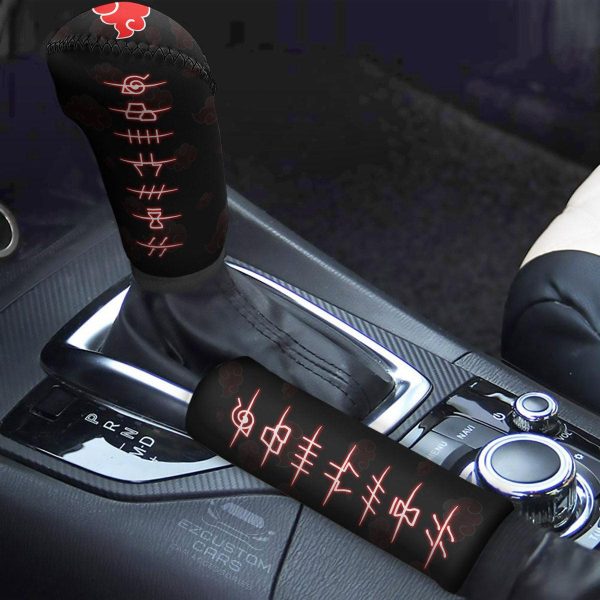 Akatsuki Village Symbols Shift Knobs Car Covers Set Custom Naruto Anime Car Accessories