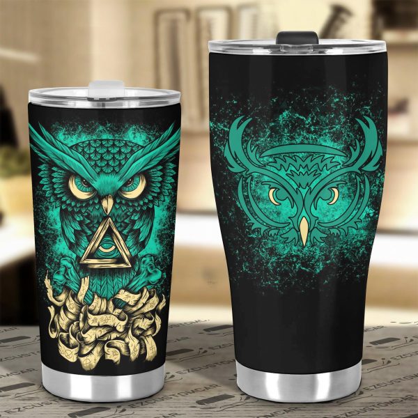 angry owl car tumbler cup custom owl car accessories gvoom