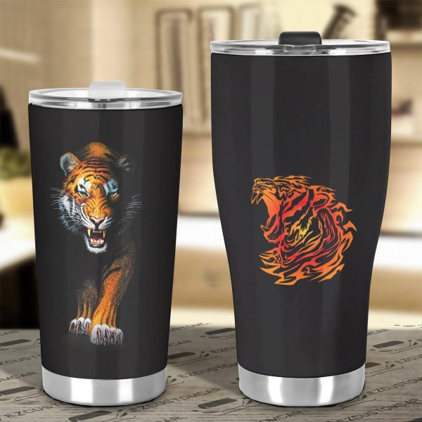 angry tiger car tumbler cup custom tiger car accessories 4prdb