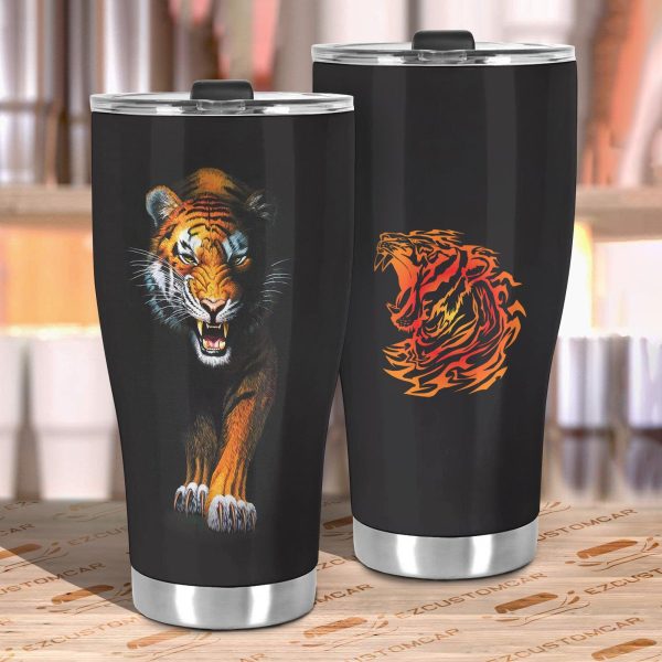angry tiger car tumbler cup custom tiger car accessories eqq6z