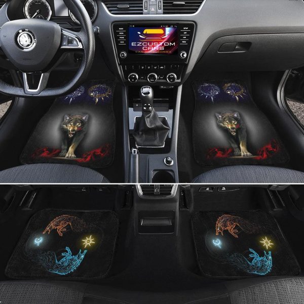 angry wolf car floor mats custom animal car accessories q31po