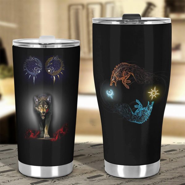 angry wolf car tumbler cup custom animal car accessories 6a9tt