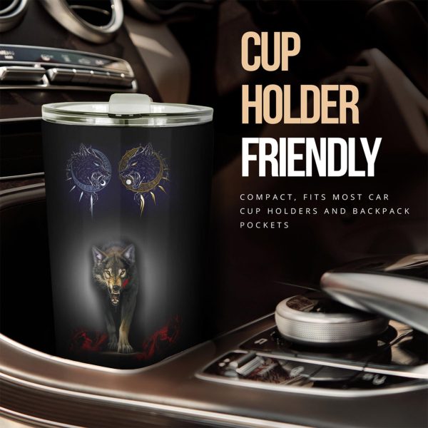 angry wolf car tumbler cup custom animal car accessories sbn9d