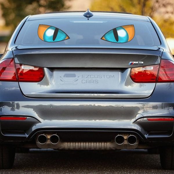 animal car accessories yellow cat eyes custom car sticker 7jsiz