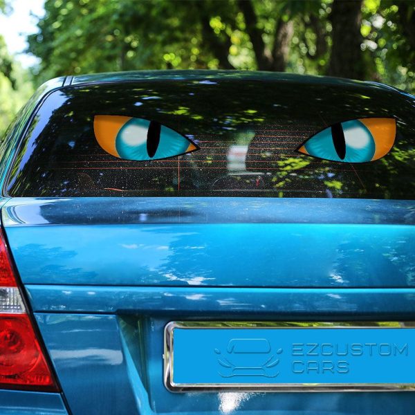 animal car accessories yellow cat eyes custom car sticker etz7e