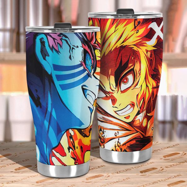 anime tumbler mug demon slayer cups rengoku and akaza car accessories 49sca