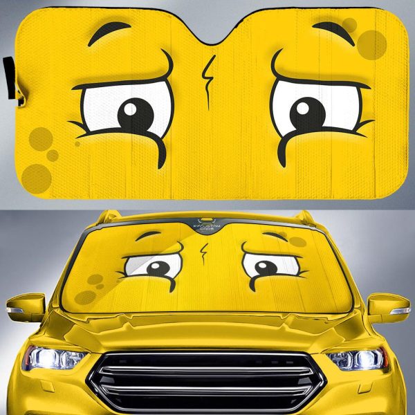 anxious face cartoon eyes car windshield sun shade nduhk
