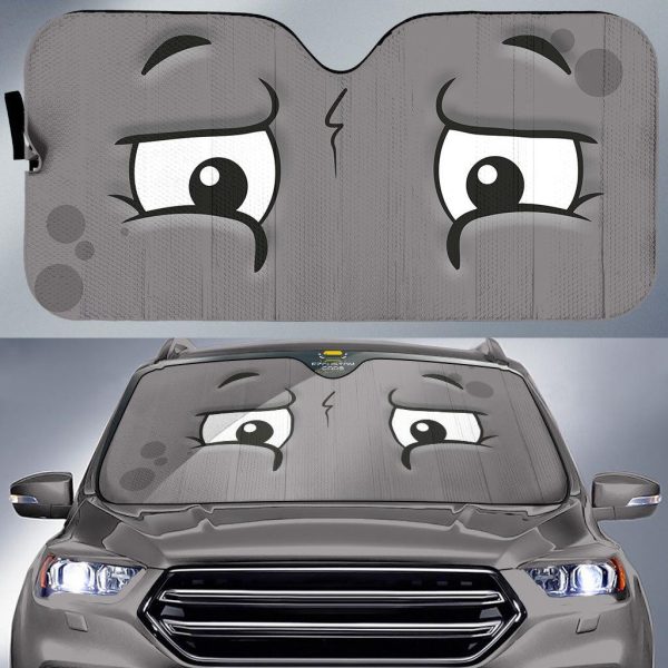 Apprehensive Face Custom Cartoon Eyes Car Windshield Sun Shade