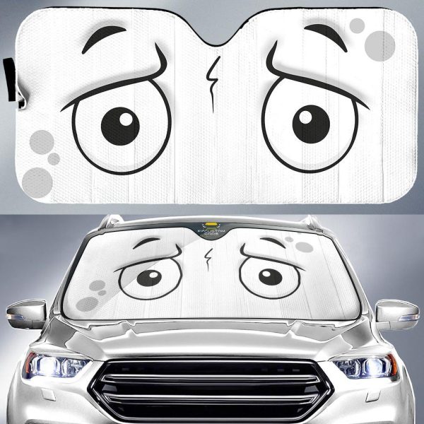 apprehensive face custom cartoon eyes car windshield sun shade 1hajf