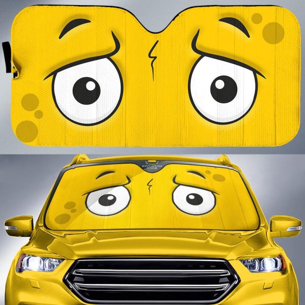 apprehensive face custom cartoon eyes car windshield sun shade dmv61