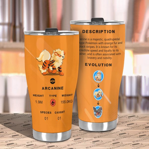 arcanine travel mug gift idea for pokemon fans dqigc
