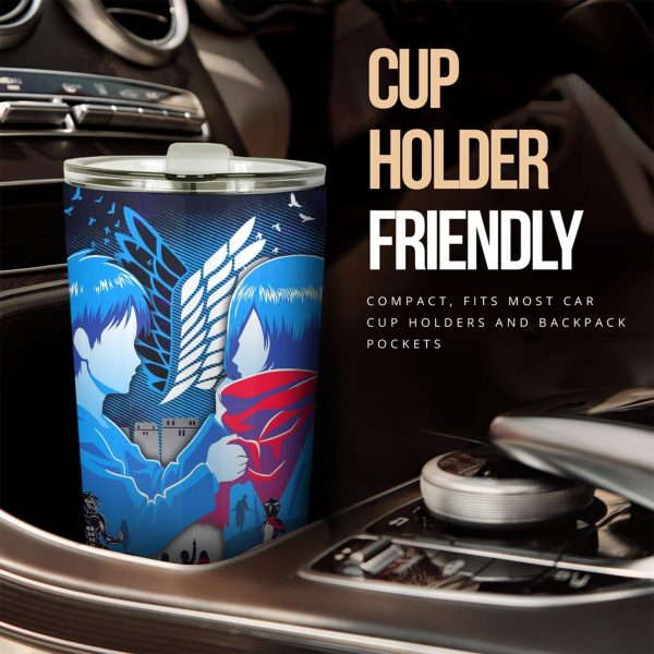 attack on titan car tumbler cup eren yeager and mikasa love vq89d
