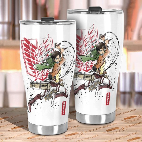 attack on titan eren yeager car tumbler cup soldier ir9fc