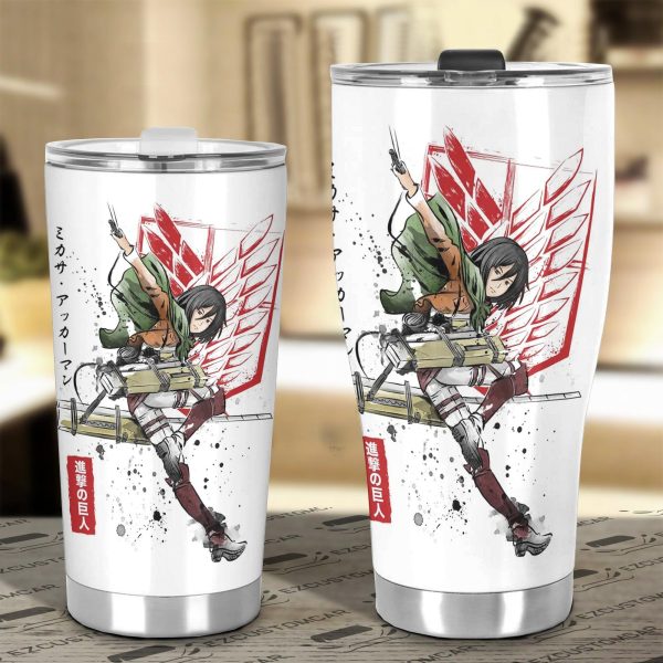 attack on titan mikasa ackerman car tumbler cup soldier tllr2