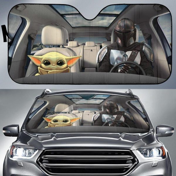 Baby Yoda & Mandalorian Car Auto Sun Shade Star Wars Windshield Baby Yoda & Mandalorian Car Auto Sun Shade Star Wars Windshield