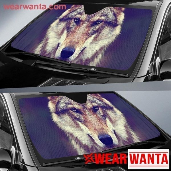 beautiful gray wolf auto sun shade 3ym3f