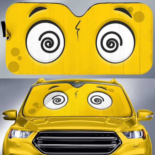 bewildered cartoon eyes car windshield sun shade cbo2e