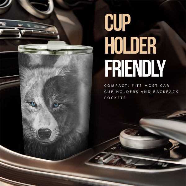 Black and White Wolves Car Tumbler Cup Custom Animal Car Accessories