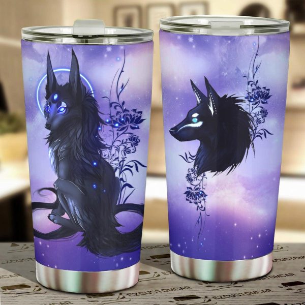 Black Fox Mythical Creatures Car Tumbler Cup Custom Mythical Creatures Car Accessories