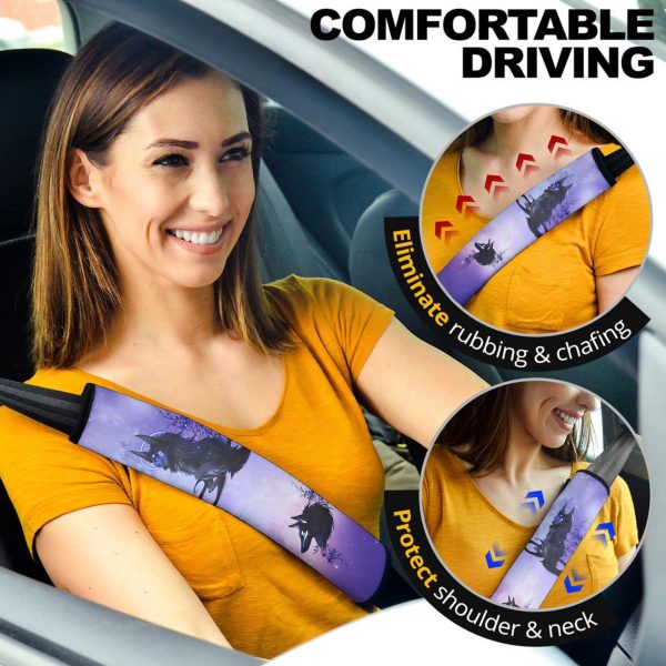 Black Fox Mythical Creatures Seat Belt Covers Custom Mythical Creatures Car Accessories