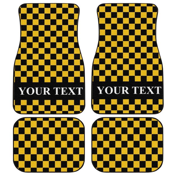 Black Yellow Checkered Personalized Car Seat Covers