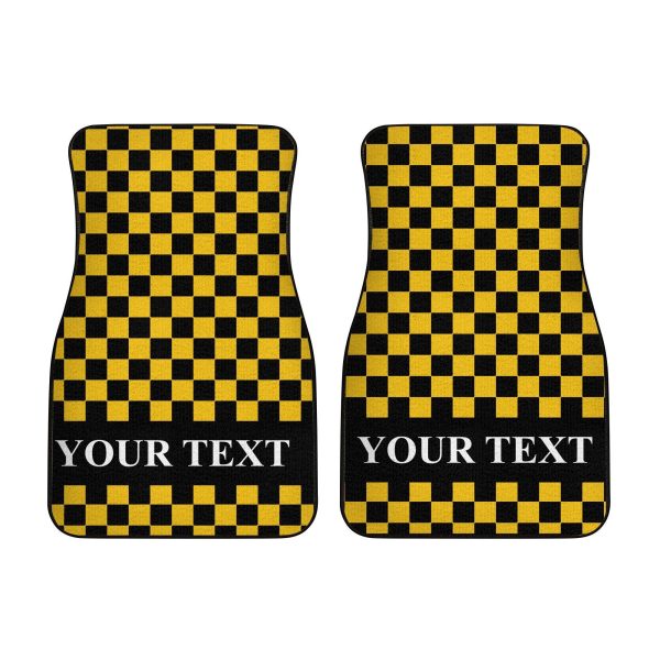 black yellow checkered personalized car floor mats h0wnw