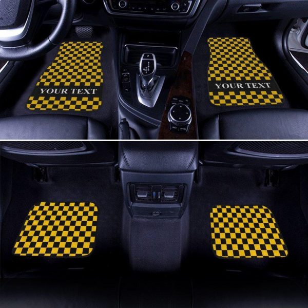 black yellow checkered personalized car floor mats tlbcc