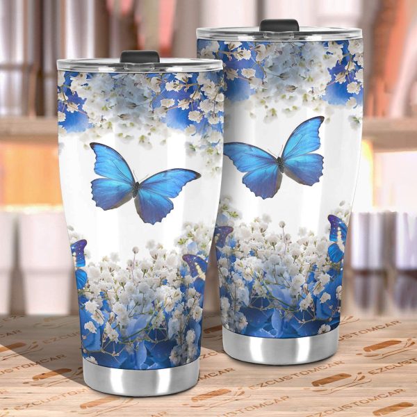 blue butterfly car tumbler cup custom butterfly car accessories bogop