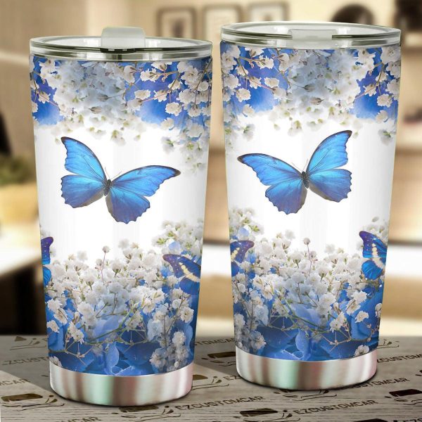 Pink Butterfly Car Tumbler Cup Custom Butterfly Car Accessories
