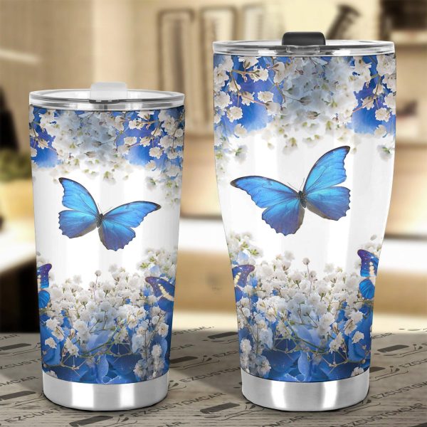 blue butterfly car tumbler cup custom butterfly car accessories osmg6