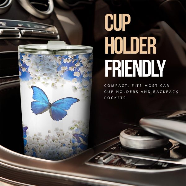 Blue Butterfly Car Tumbler Cup Custom Butterfly Car Accessories