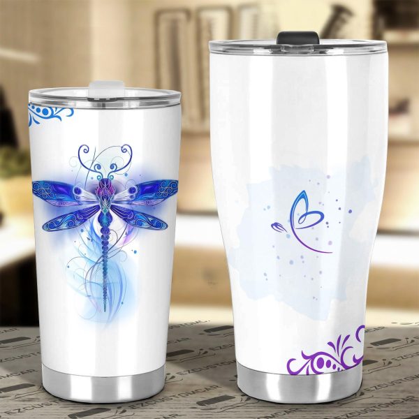 blue dragonfly car tumbler cup custom dragonfly car accessories ujpmt