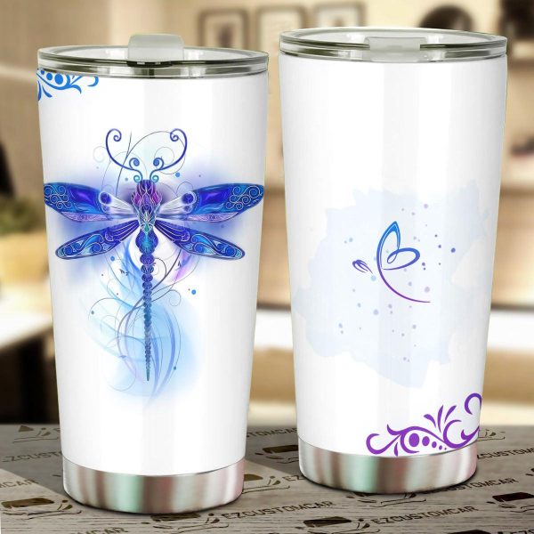 Blue Dragonfly Car Tumbler Cup Custom Dragonfly Car Accessories