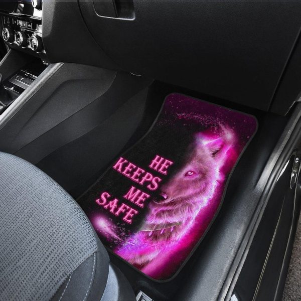 blue pink wolf car floor mats she keeps me wild he keeps me safe djrpj
