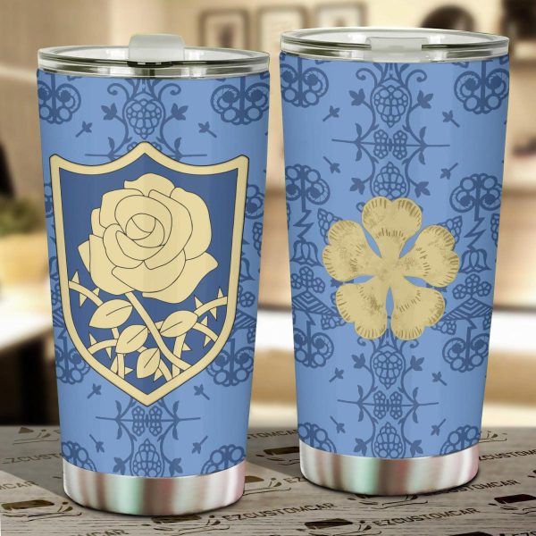 Blue Rose Stainless Steel Tumbler Black Clover Anime Car Accessories