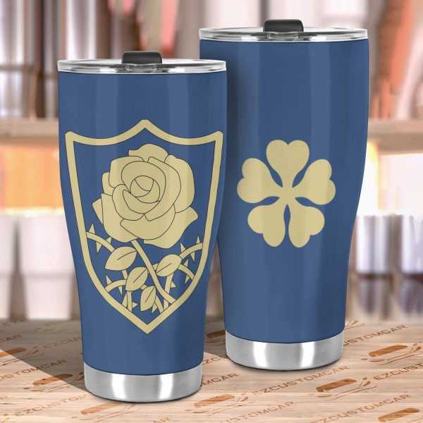 blue rose stainless steel tumbler black clover anime car accessories m0c4o