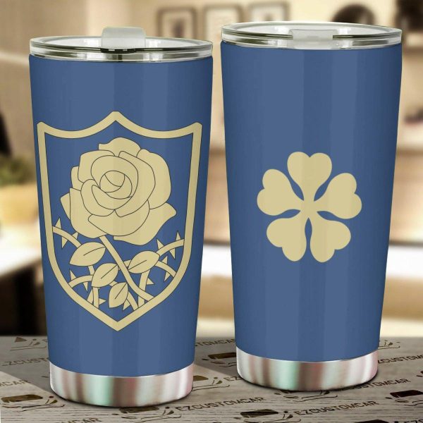 Blue Rose Stainless Steel Tumbler Black Clover Anime Car Accessories