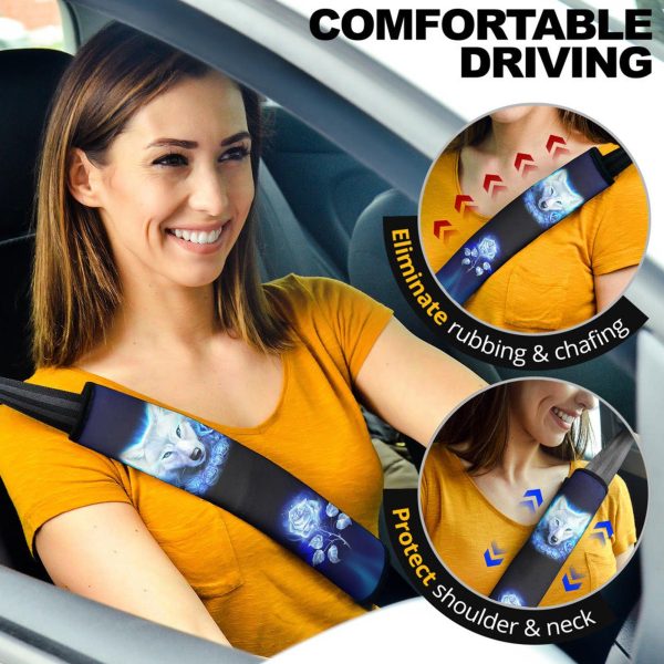 blue wolf seat belt covers custom animal car accessories 3rkoi