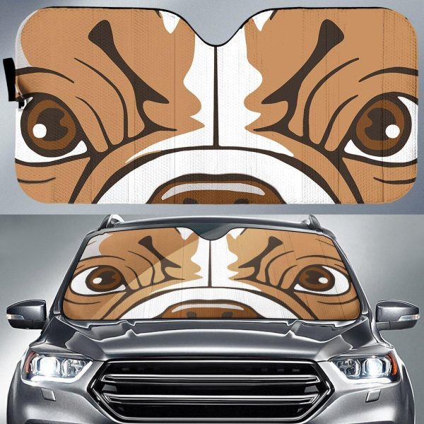 Bulldog Cartoon Eyes Funny Car Windshield Sun Shade Bulldog Cartoon Eyes Funny Car Windshield Sun Shade