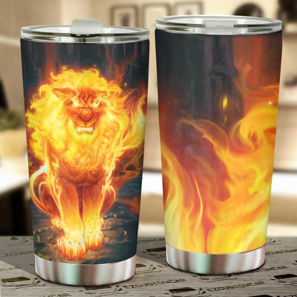 Burning Lion Car Tumbler Cup Custom Lion Car Accessories Burning Lion Car Tumbler Cup Custom Lion Car Accessories