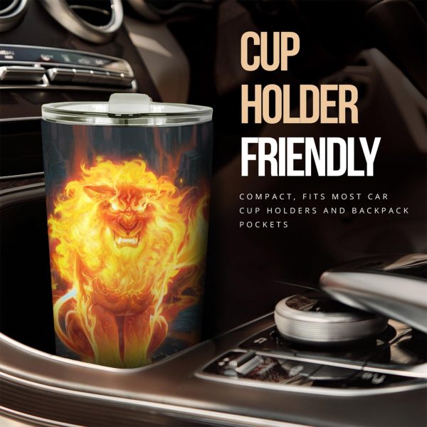 Burning Lion Car Tumbler Cup Custom Lion Car Accessories