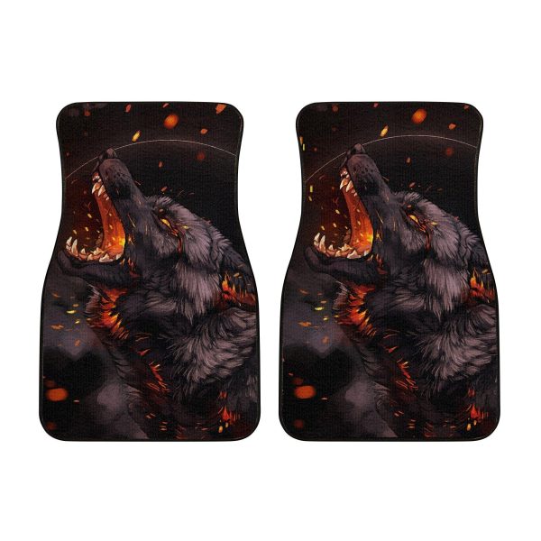 Burning Up Wolf Car Floor Mats
