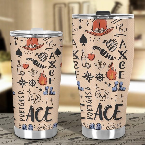car tumbler cup portgas d ace custom one piece anime car accessories es7bn