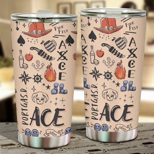 Ace Car Tumblers Cup Custom Anime  One Piece Car Accessories