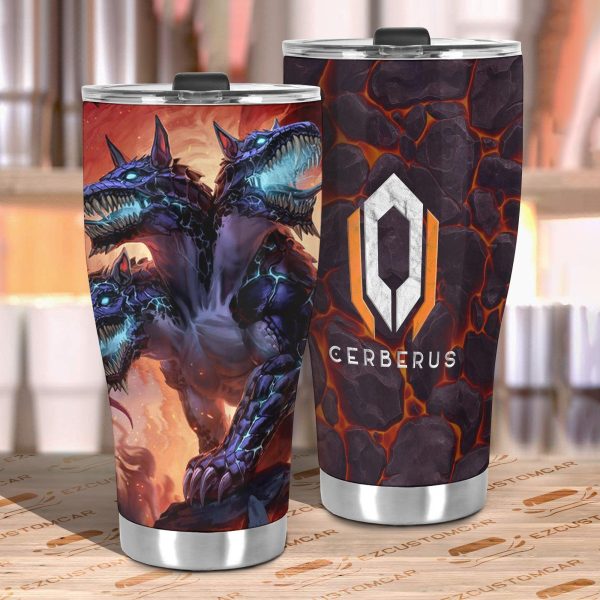 cerberus warden of the underworld car tumbler cup custom cerberus car accessories qsscs