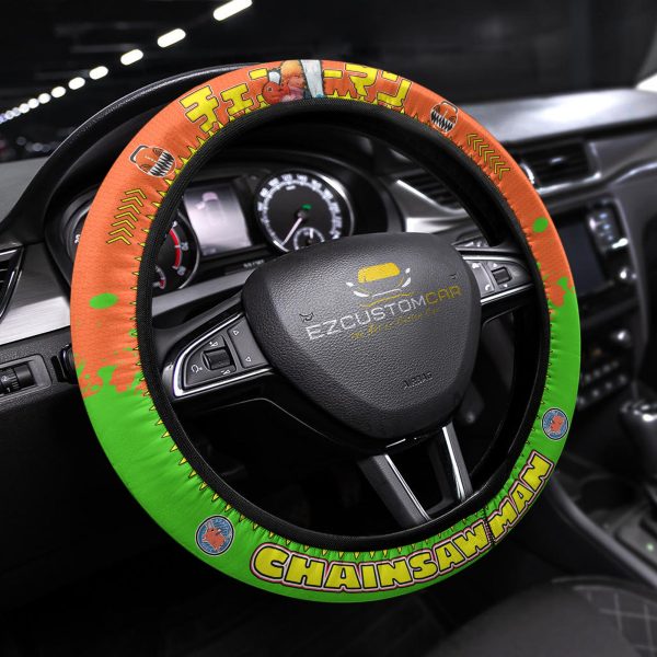 chainsaw man anime steering wheel cover universal fit 15 inch rjosx