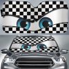 Checkers Pattern Cartoon Eyes Funny Car Windshield Sun Shade