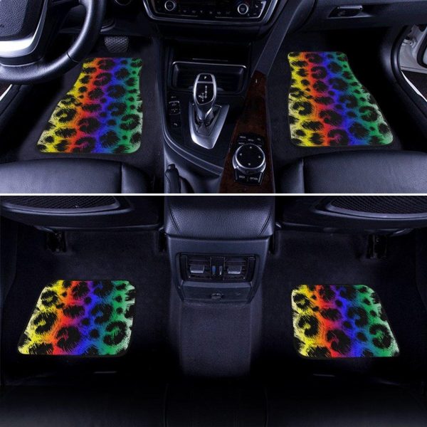 cheetah skin rainbow pattern car floor mats kxx13